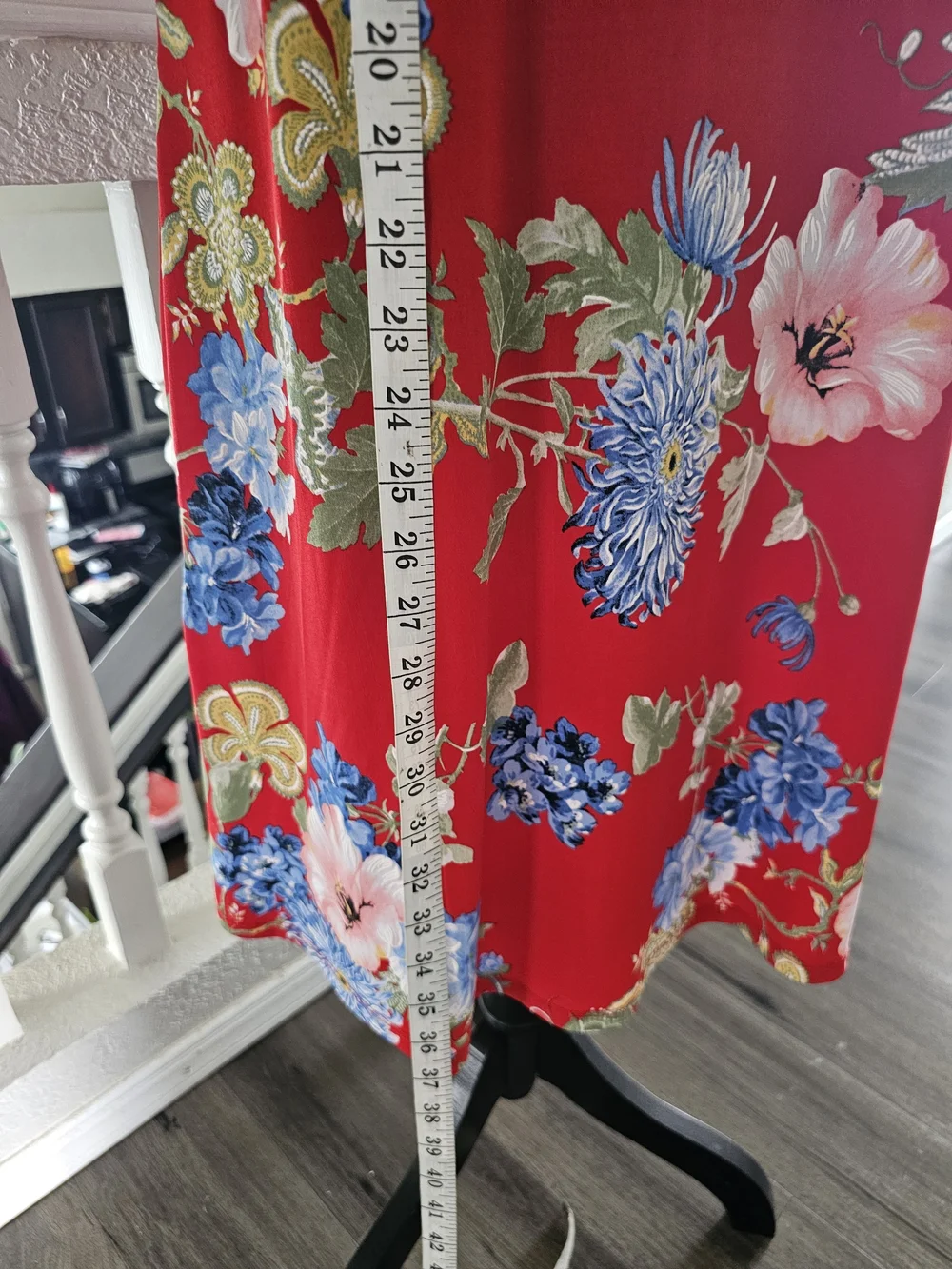 Apt. 9 Red Floral Sleeveless Midi Dress with Blue and Green Blooms - Picture 10 of 12